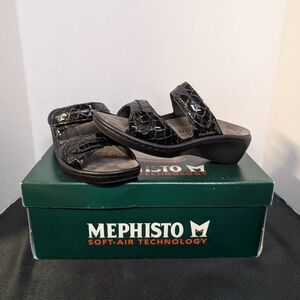Mephisto Mobils Air-relax leather sandals, Made in Portug, black, size 7 EUR 36